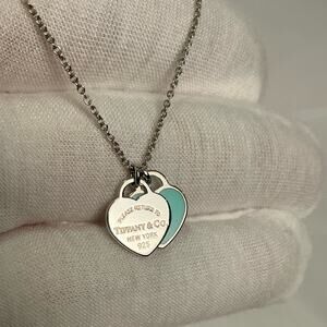 Tiffany & Co. Return to Tiffany’s blue double heart pendant 925 silver necklace